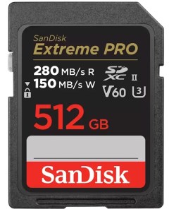 Карта памяти SDXC 512GB SDSDXEP 512G GN4IN Extreme PRO UHS II C10 U3 V60 280 150MB s Sandisk