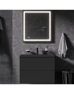 Комплект мебели для ванной Gem 75 BK90GN подвесной Черный матовый со смесителем для раковины и аксес Am.pm.