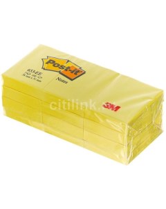 Блок самоклеящийся бумажный 653 7100172772 38x51 100 л 1 цв желтый 3шт 3m