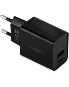 Сетевое зарядное устройство DGW2D USB C USB A 20Вт 3A черный Digma