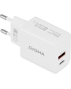 Сетевое зарядное устройство DGW2D USB C USB A 20Вт 3A белый Digma