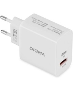 Сетевое зарядное устройство DGW3D USB C USB A 30Вт 3A белый Digma