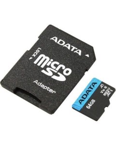 Карта памяти microSDXC UHS I U1 Premier Pro 64 ГБ 85 МБ с 10X Class 10 AUSDX64GUICL10A1 RA1 1 шт пер Adata