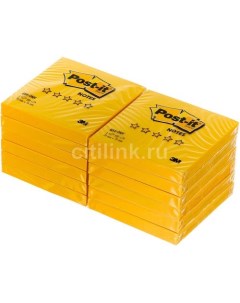 Блок самоклеящийся бумажный Лето 654 ONY 7100041122 76x76 100 л неон желтый 12 шт кор 3m