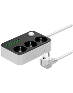 Сетевой фильтр power 7 2м. черный 3 розетки 6xUSB Tfn