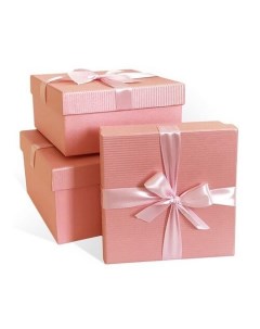 Коробка подарочная с бантом бумага микровельвет 19 x 19 x 9 см розовая Рутаупак