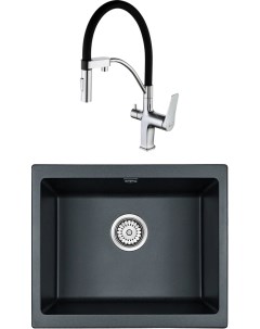 Комплект Мойка кухонная Gera 60 PM205546 BLM черный металлик Смеситель Lemark Comfort LM3074C с гибк Paulmark