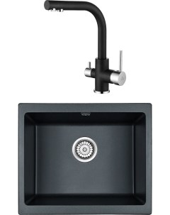 Комплект Мойка кухонная Gera 60 PM205546 BLM черный металлик Смеситель Essen Es213011 418 черный мет Paulmark
