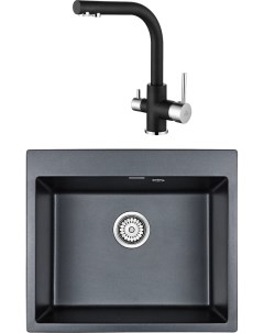 Комплект Мойка кухонная Kante 60 PM106052 BLM черный металлик Смеситель Essen Es213011 418 черный ме Paulmark