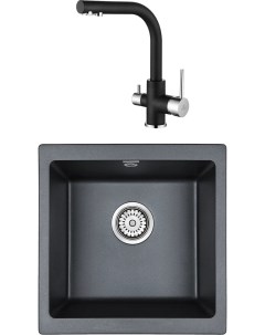 Комплект Мойка кухонная Brilon PM104546 BLM черный металлик Смеситель Essen Es213011 418 черный мета Paulmark