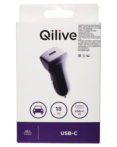 Устройство зарядное автомобильное 1 USB C PD18W черный Qilive