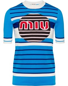 Miu miu трикотажный пуловер с логотипом 42 синий Miu miu
