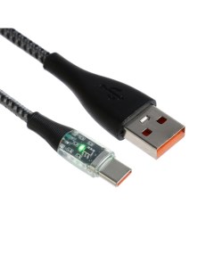Кабель 3 А Type C USB прозрачный оплётка нейлон 1 м зелёный Sima-land