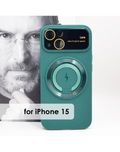 Чехол Magsafe силиконовый для iphone 15 с защитой камеры soft touch цвет зелный Nobrand