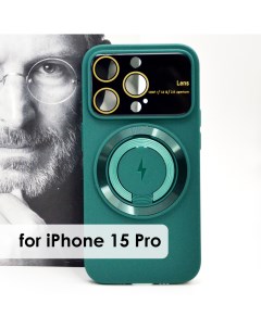 Чехол Magsafe силиконовый для iphone 15 Pro с защитой камеры soft touch цвет зелный Nobrand