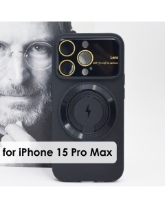Чехол Magsafe силиконовый для iphone 15 Pro Max с защитой камеры soft touch цвет черный Nobrand