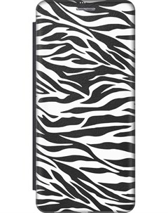 Чехол книжка на Tecno Pova 4 с рисунком Паттерн зебры черный Gosso cases