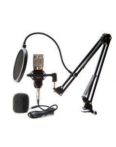 Конденсаторный студийный микрофон со стойкой и поп фильтром 30Гц 2000Гц игровой xlr Fabio