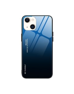 Стеклянный чехол Gradation на iPhone 13 mini Синий Printofon