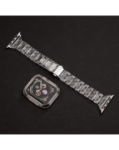 Ремешок с защитным корпусом для Apple Watch 45 мм прозрачный Qvatra