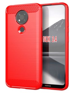 Чехол Carbon для смартфона Nokia 3 4 красный Printofon
