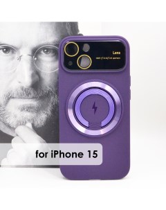 Чехол Magsafe силиконовый для iphone 15 с защитой камеры soft touch цвет фиолетовый Nobrand