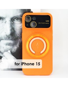 Чехол Magsafe силиконовый для iphone 15 с защитой камеры soft touch цвет оранжевый Nobrand
