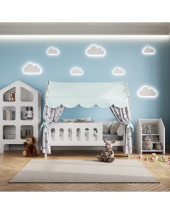 Детская кровать 85х163 5х155 см Классик с текстилем вход справа Базисвуд