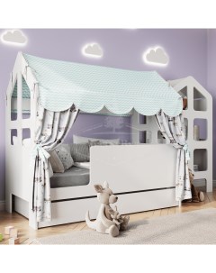 Кровать детская 85х163 5х155 см Сладкий сон с текстилем и ящиком вход слева Базисвуд