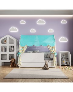 Кровать детская 85х163 5х155 см Сладкий сон с текстилем и ящиком вход справа Базисвуд