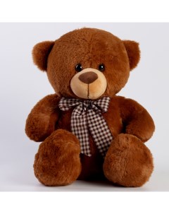 Мягкая игрушка Медведь с бантом 30 см цвет коричневый Nobrand