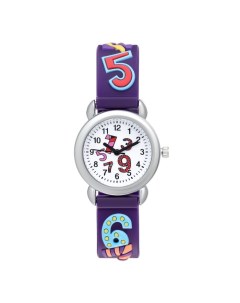 Часы наручные детские Цифры d 2 см ремешок силикон l 20 см фиолетовые Nobrand