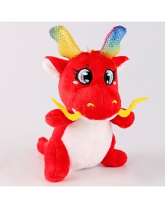 Мягкая игрушка Дракон красный с усиками 10 см Pomposhki