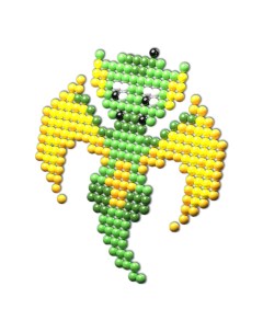 Аквамозаика Дракончик зеленый более 1000 шариков 3 трафарета в пакете Эврики