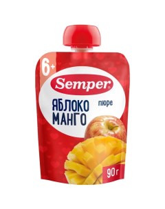Пюре фруктовое Яблоко манго с 6 мес 90 г 1 шт Semper