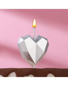 Свеча в торт Сердце грани 9х3 5 см на шпажке МИКС Омский свечной завод