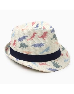 Шляпа детская Динозаврики молочный 52 54 Minaku
