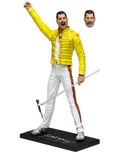 Фигурка Фредди Меркьюри в желтой куртке Квин Queen микрофон подставка 18 5 см Neca