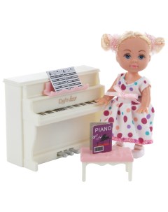 Кукла Сэйри с пианино 15 см платье в горох Veld