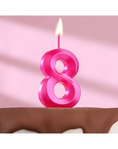 Свеча в торт на шпажке Грань цифра 8 5 см розовая 5 шт Страна карнавалия