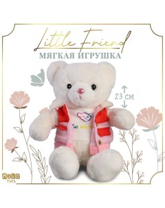 Мягкая игрушка Little Friend мишка в розовой курточке Milo toys