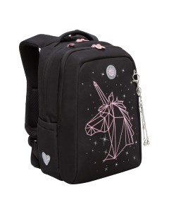 Рюкзак школьный RG 466 1 с карманом для ноутбука 13 двумя отделениями черный Grizzly
