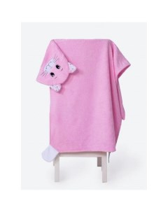 Полотенце детское махровое с капюшоном Кошечка M 125х65 см Розовый Babybunny