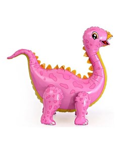 Воздушный шар ходячая фигура Динозавр стегозавр розовый фольгированный 99 см Мосшар