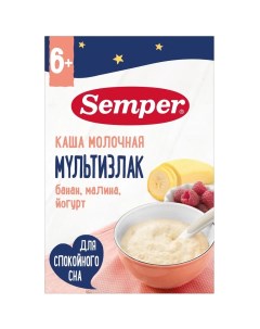Каша молочная мультизлаковая банан малина йогурт с 6 месяцев 180 г Semper
