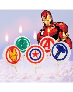 Свеча в торт набор Мстители 5 шт Marvel