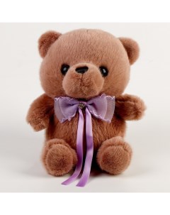 Мягкая игрушка Медведь с бантиком 22 см цвет бежевый Nobrand