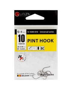 Крючки одинарные Pint Hook размер 10 6 шт Gurza