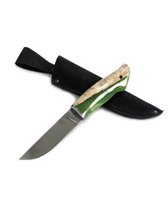 Нож Носорог Х12МФ стабилизированная карельская береза акрил зелёный Mp