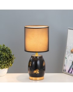 Настольная лампа Цветы 9107943 Е27 40Вт чёрно золотой 16х16х35 см Risalux